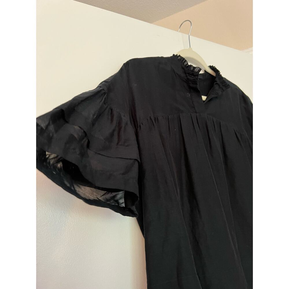 Allsaints Etna Black Silk Blend Short Sleeve Blouse Size 4 - Picture 8 of 9